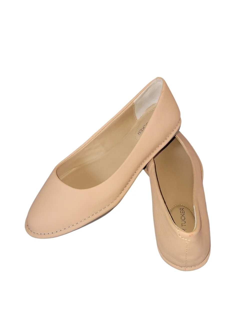 Adam Tucker Darby Women's Nude Leather Slip-On Flats